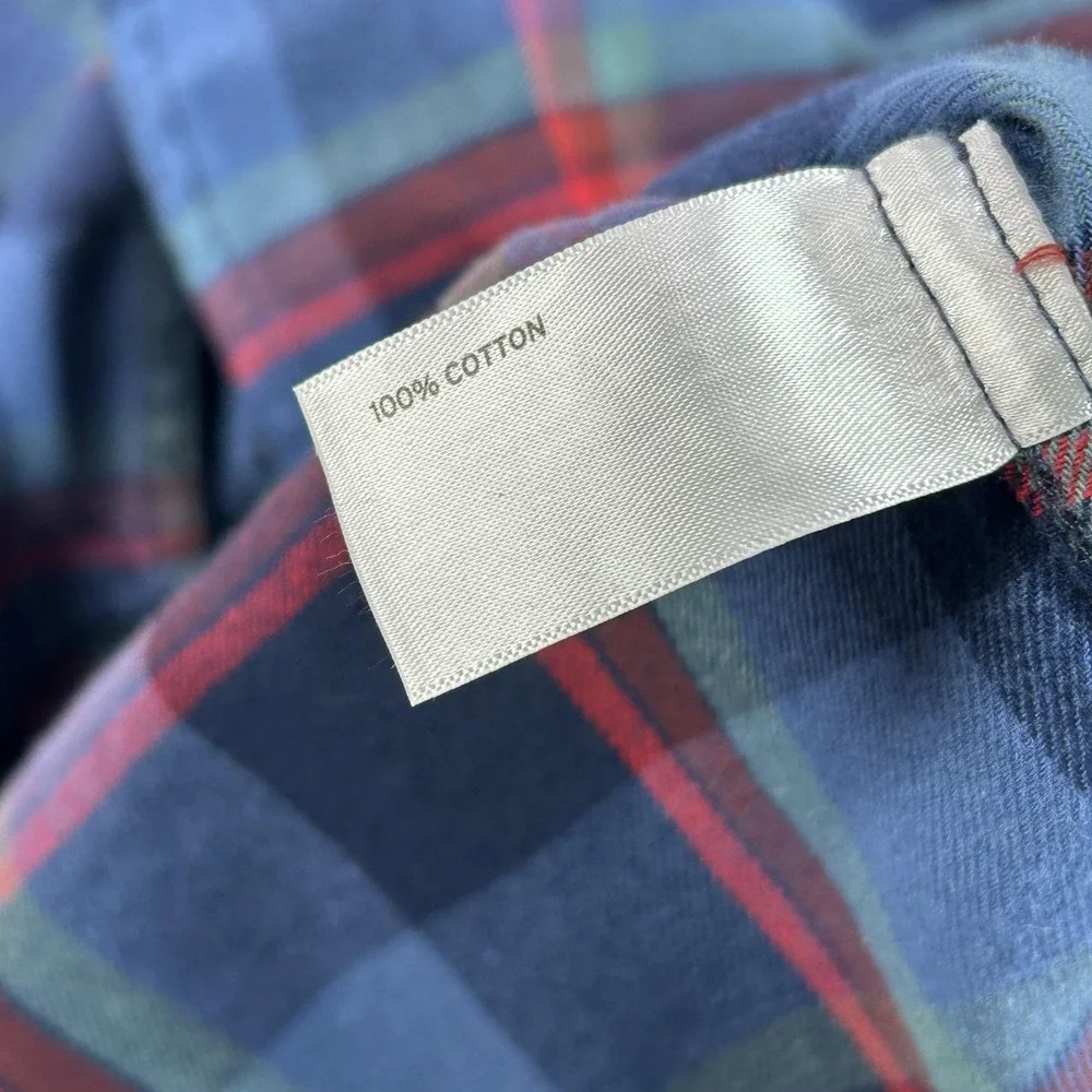 NWOT Duluth Trading Shirt Mens XL Blue Plaid Flannel Button Down Slim Fit Casual